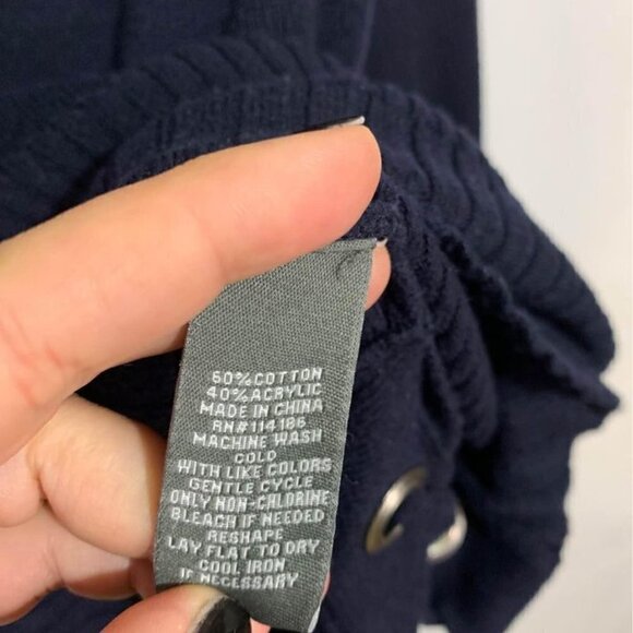 𝅺89TH & Madison navy sweater with silver gromets and lace up. Size small. - Picture 3 of 9